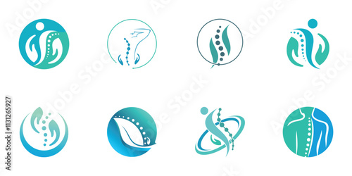 Massage logo design collection for back bone therapy with creative element Premium Vector