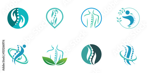 Massage logo design collection for back bone therapy with creative element Premium Vector