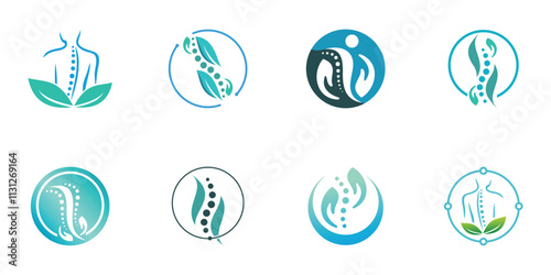 Massage logo design collection for back bone therapy with creative element Premium Vector