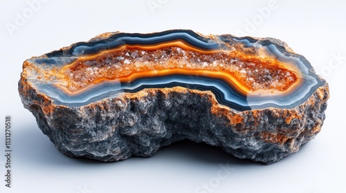 Agate slice with colorful inner bands. photo