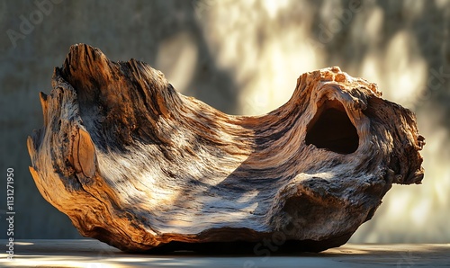 Weathered Wood Sculpture With A Hollow photo