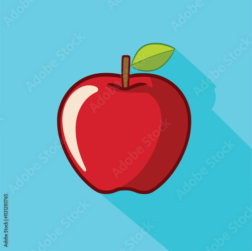 Red apple icon, flat vector illustration