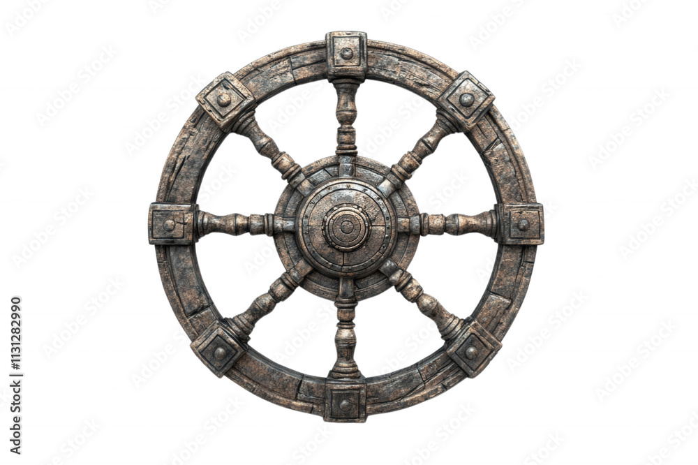 Obraz premium Vintage steering wheel, isolated on transparent or white background