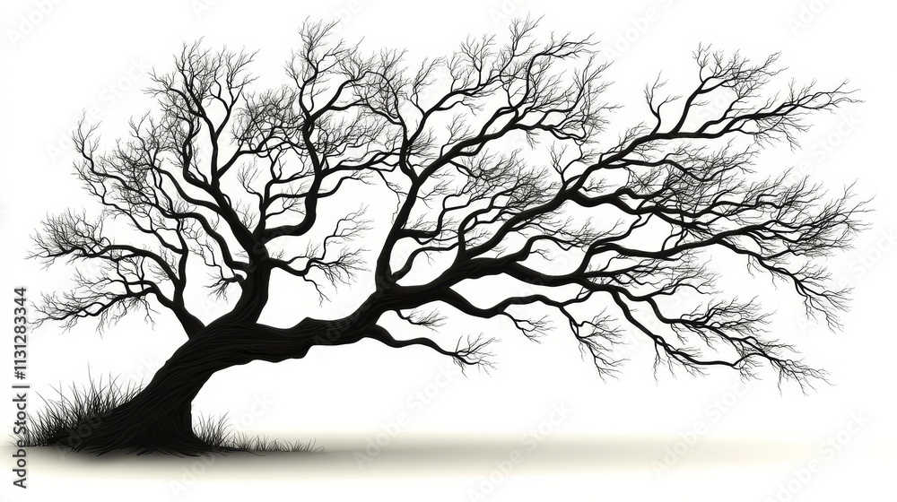 Obraz premium Silhouetted tree with intricate branches