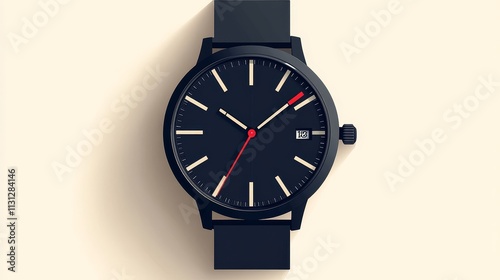 Minimalist black watch with date display