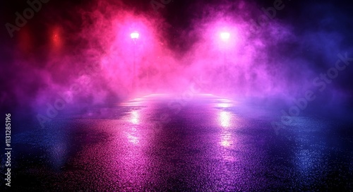 Wallpaper Mural Vibrant Neon Lights and Smoke in Surreal Nighttime Landscape with Glowing Sky Torontodigital.ca