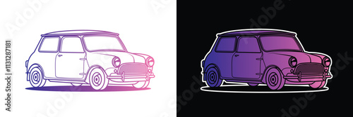 Racing retro car. Original vector illustration in vintage style.