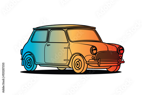 Racing retro car. Original vector illustration in vintage style.