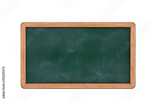 Generated image Green school board with wooden frame on white background