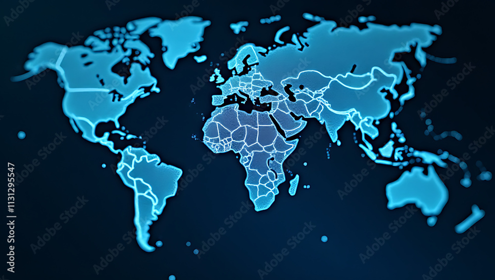 Naklejka premium Artificial intelligence technology improves work performance with globalization and advanced data analytics capabilities on a global scale._00002_