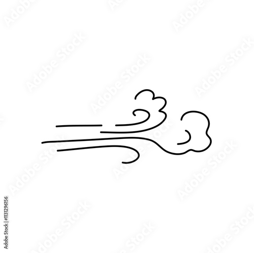 Blowing wind line icon. Windy weather symbol. 