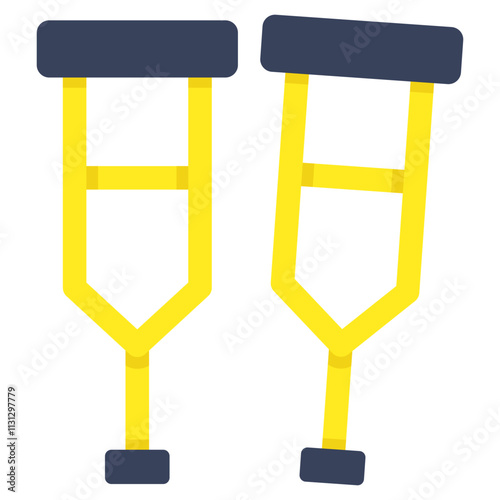 Walking stick icon, flat design of crutches