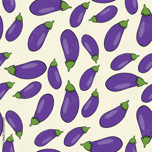 seamless pattern with purple eggplant