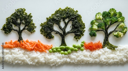 Creative Food Art with Bonsai Tree Shapes photo