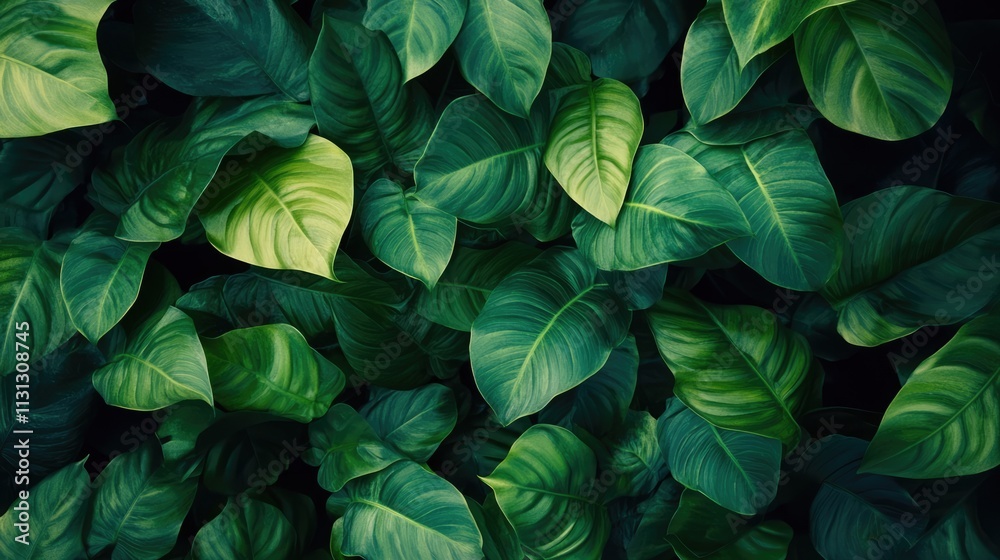 Fototapeta premium Lush green leaves backdrop for nature themes Closeup view of verdant foliage in sunlight perfect for banners and templates