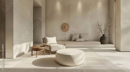 Modern Minimalist Living Room. Contemporary Comfort concept