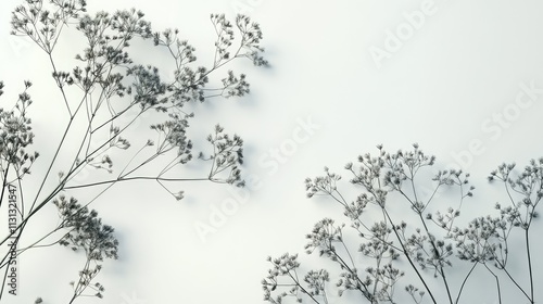 Dried dill plant branches isolated on a white background showcasing natural textures and delicate details for herbal or botanical themes photo