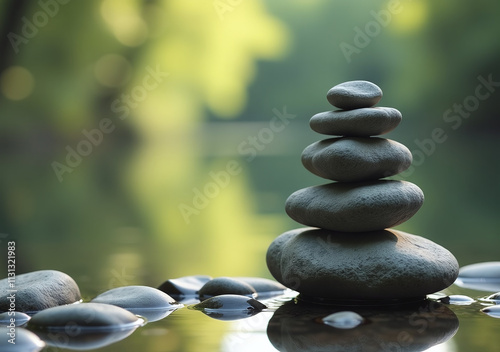 balancing peaceful moments quiet contemplation serene stone surfaces promotes mental clarity inner