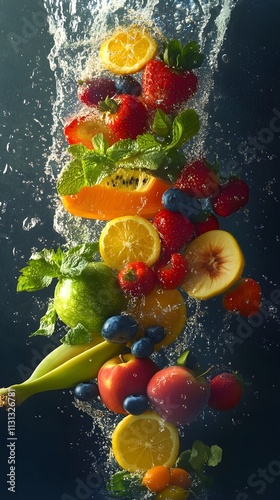  vibrant image of fresh fruits and vegetables being prepared for a morning smoothie, highlighting healthy choices and vitality 