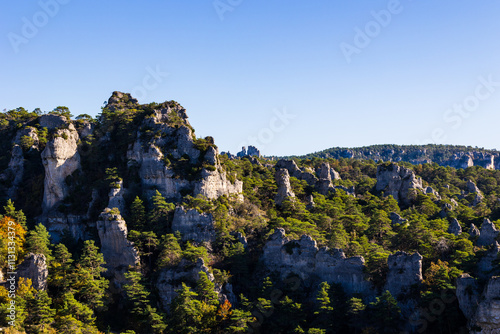 Geological formations of the “Cité des Pierres” in Montpellier-le-Vieux, overlooking the Dourbie Gorges photo