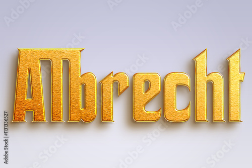 Gold text effect of Deutsche name Albrecht on light-blue background. photo