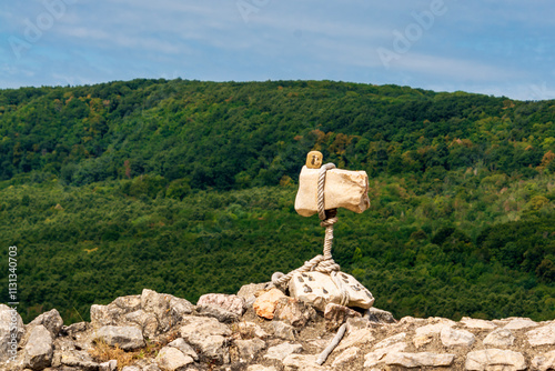 Figurine on the Castle of Csesznek in Veszprem county photo