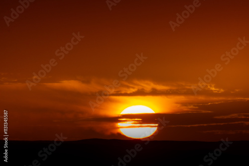 Sunset in the dunes of Chegaga in Morocco, Sahara desert photo