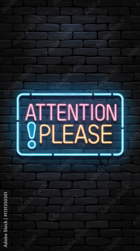 Fototapeta premium Neon sign that says Attention Please