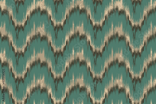 Ethnic Ikat tropical seamless pattern pastel tone. Abstract traditional folk antique graphic fabric line. tribal embroidery stitch ikat repeat pattern