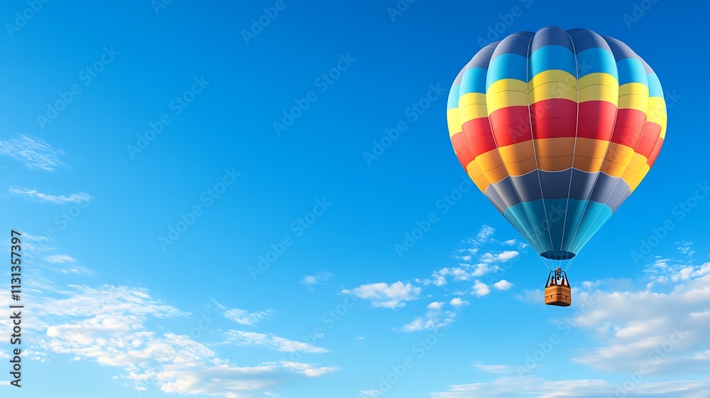Fototapeta premium A vibrant, colorful hot air balloons over a picturesque landscape