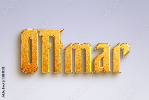 Gold text effect of Deutsche name Ottmar on light-blue background. photo