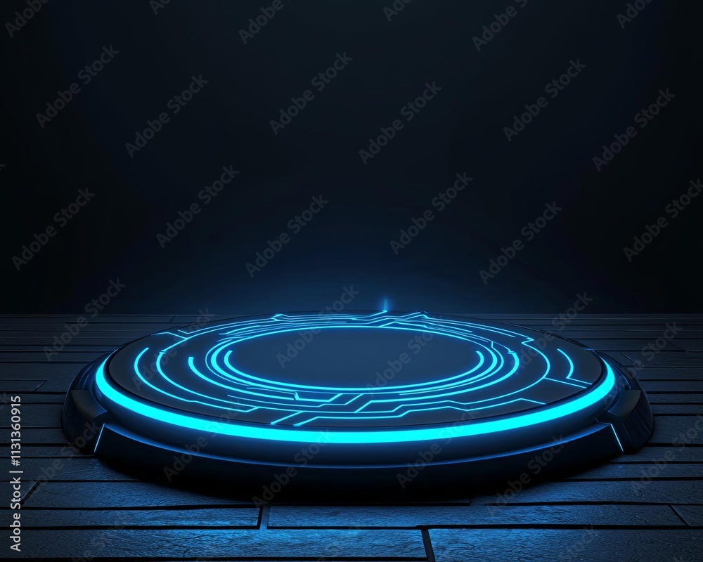Fototapeta premium A futuristic glowing platform emphasizing technology and digital innovation.