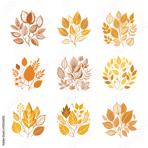 vector set of leaves Golden