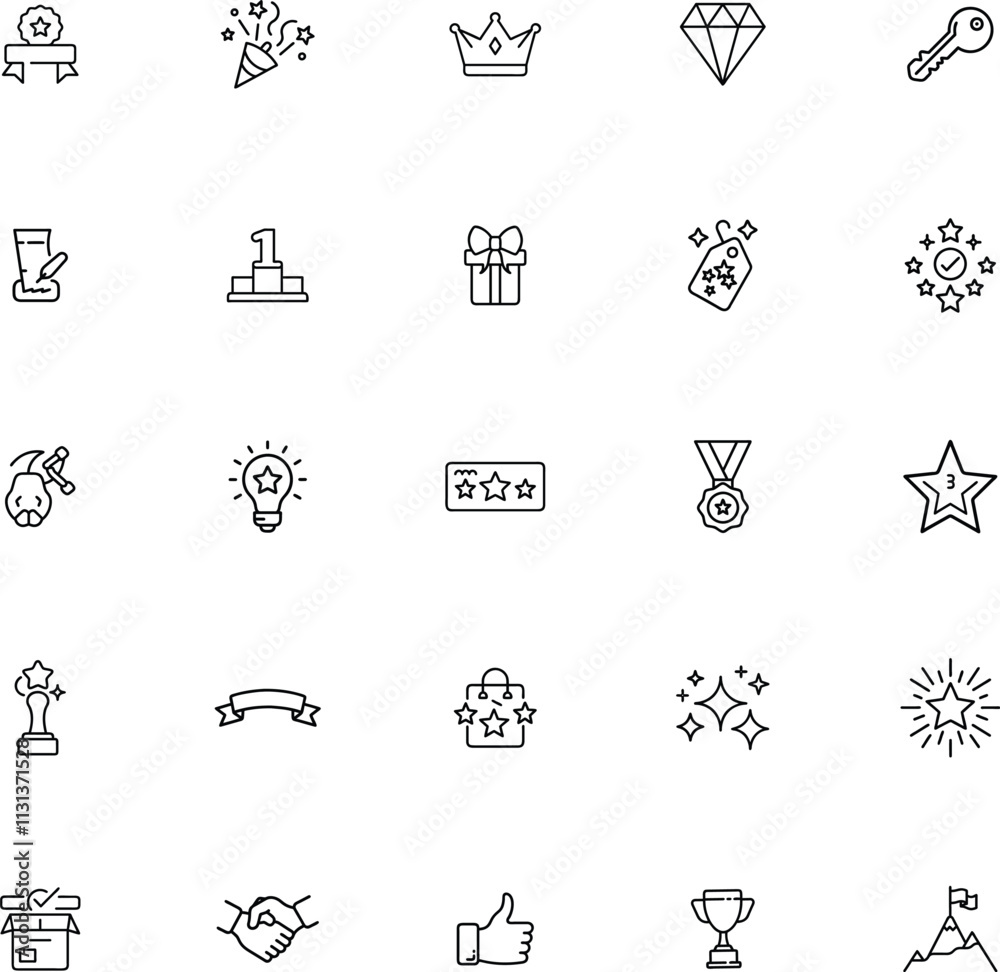 Fototapeta premium Achievement Icons Awards, Success, Rewards, Victory, Triumph, Stars, Prizes, Trophies, Celebration, 