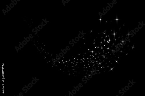 Vector sparkles on a transparent background. Christmas light effect. Sparkling magical dust particles.The dust sparks and golden stars shine with special light.