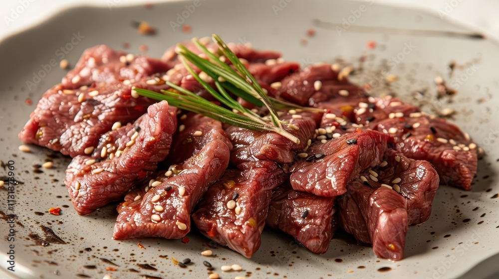 Mouthwatering Beef Steak with Fresh Leafy Vegetables. Culinary Delight Concept Mouthwatering Beef Steak with Fresh Leafy Vegetables. Culinary Delight Concept