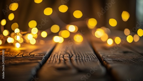 a wooden table with a bunch of lights on it