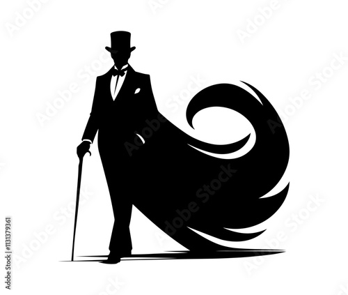 silhouette of an elegant gentleman person