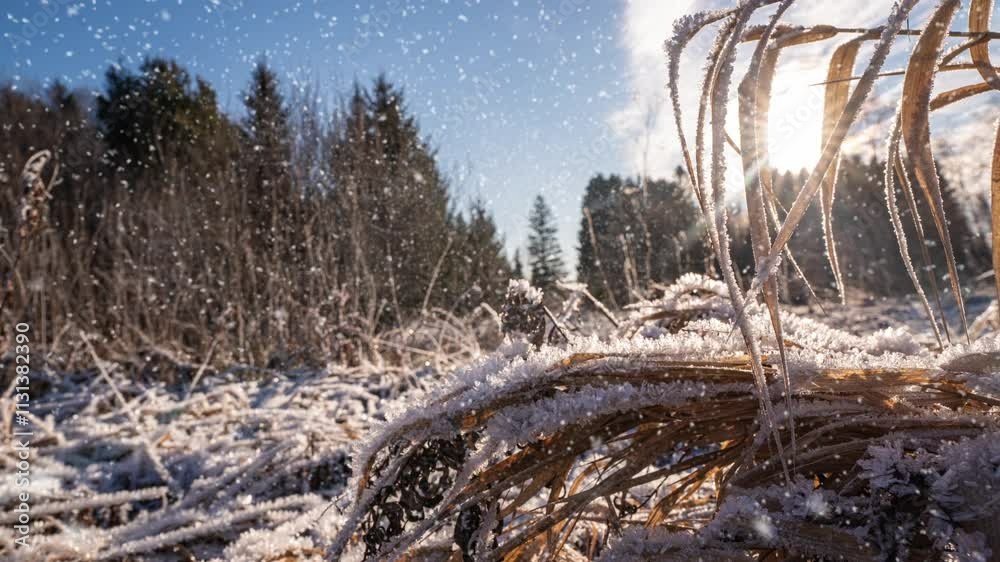 Frosty Morning Hyperlapse Through Frozen Grass
