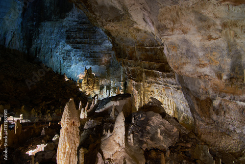 The immense Frasassi caves in Italy, a world heritage site seen in 2024 in Marche region 