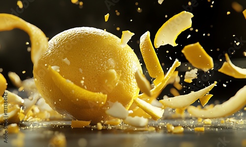 Lemon Peeling Exploding In Mid Air photo