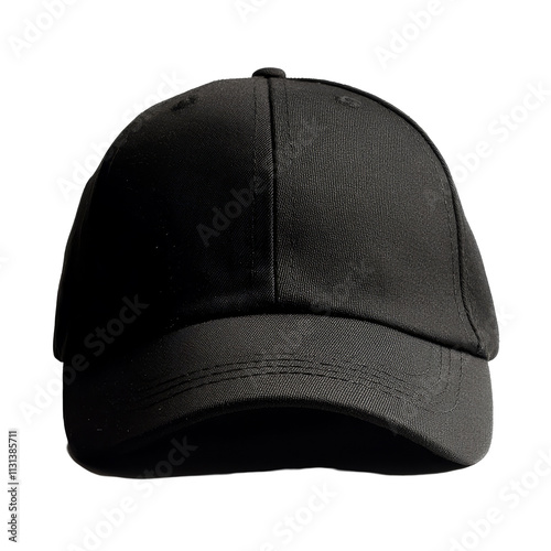 A black baseball cap on a transparent background with soft transparent tones, Black baseball cap transparent background photo