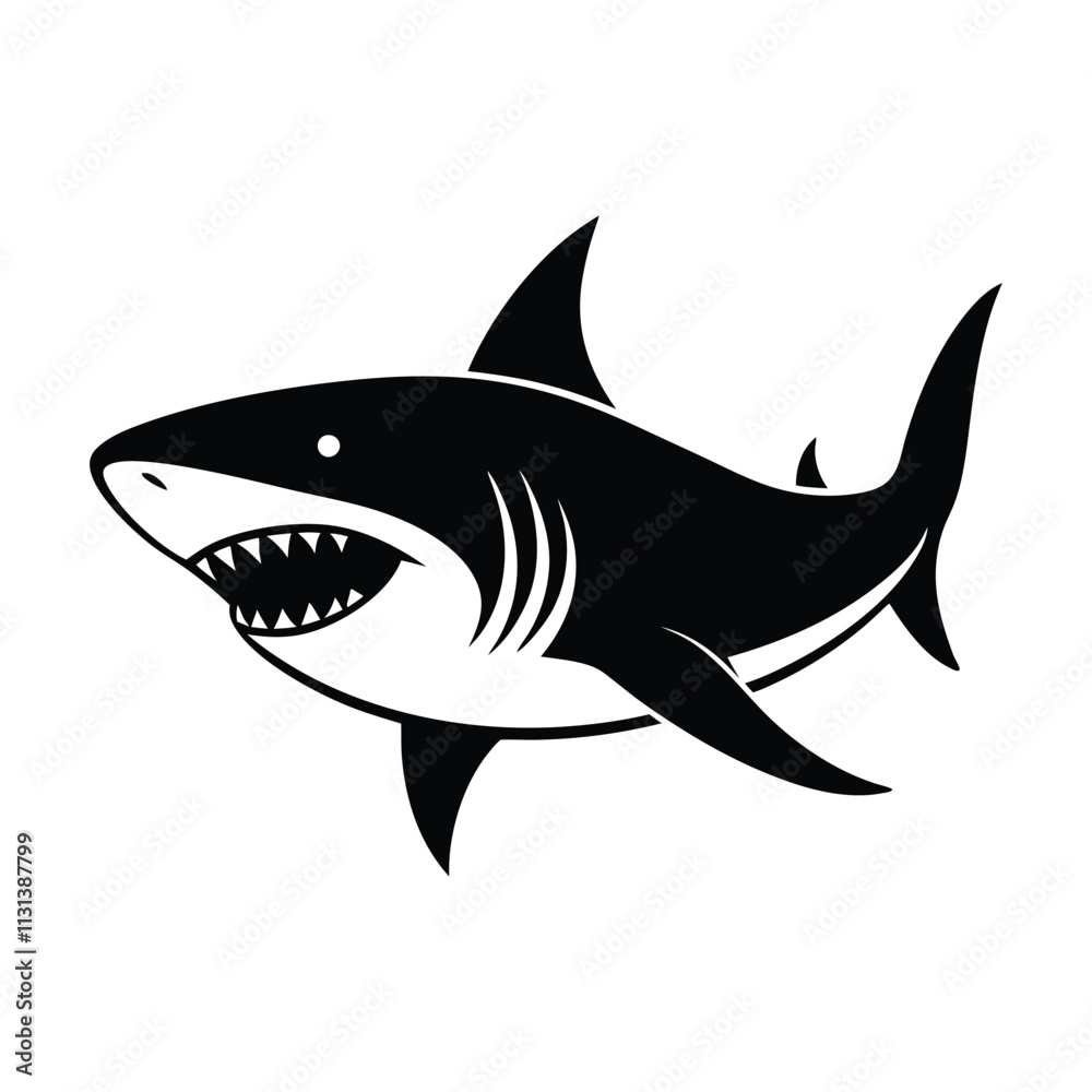 Obraz premium Great White Shark Powerful Marine Predator Illustrations for Creative Projects