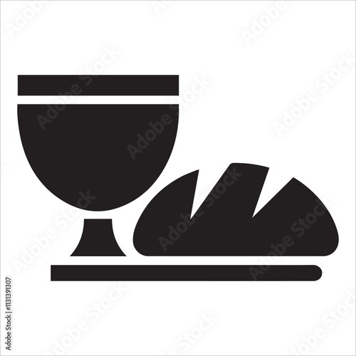 Minimalist Icon of Sacraments Chalice and Bread