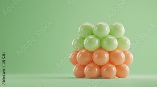 Gradient orbs arranged like a fruit platter, emphasizing nutrition, diet diversity, and healthy lifestyles photo