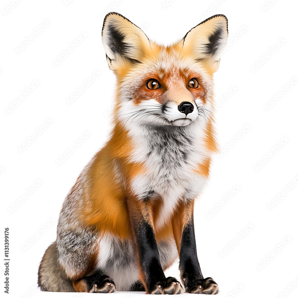 Obraz premium A red fox isolated on white background.