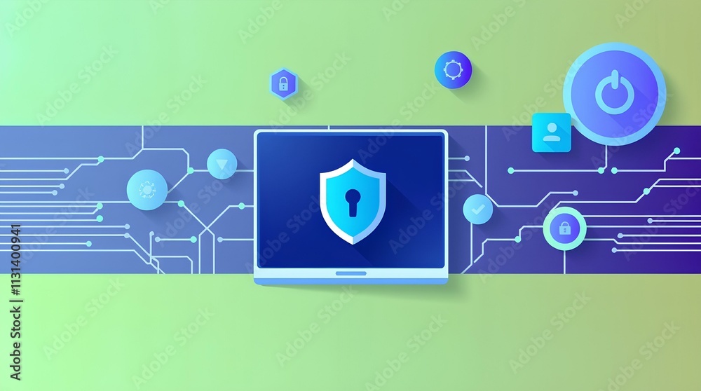 Obraz premium futuristic digital shield with a glowing padlock symbol representing cyber security on a tech interface