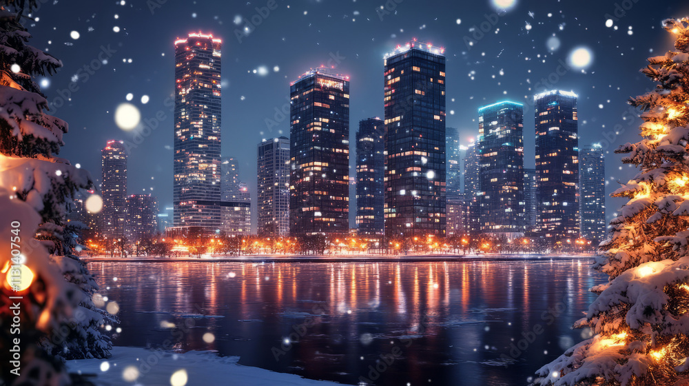 Fototapeta premium Celebrate Christmas festival decoration in december. Christmas celebration atmosphere. x mas backgroud with copyspace for text