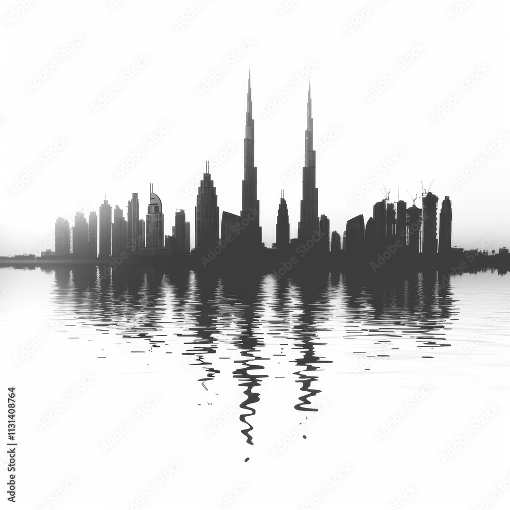 Obraz premium Dubai Skyline Reflection in Calm Waters