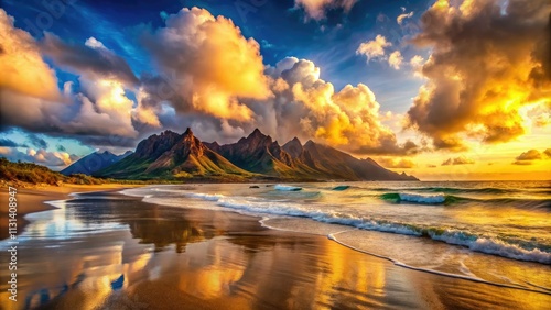 Beach Mountain Cloud View: Stunning Coastal Scenery, Panoramic Ocean, Dramatic Sky, Sunrise Seascape, Coastal Photography